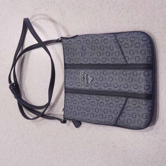 Guess Grey and Black Coated Canvas Crossbody Bag - Picture 1 of 12